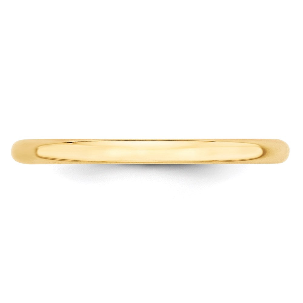 14K Yellow Gold 2mm Lightweight Half Round Wedding Band Size 10.5