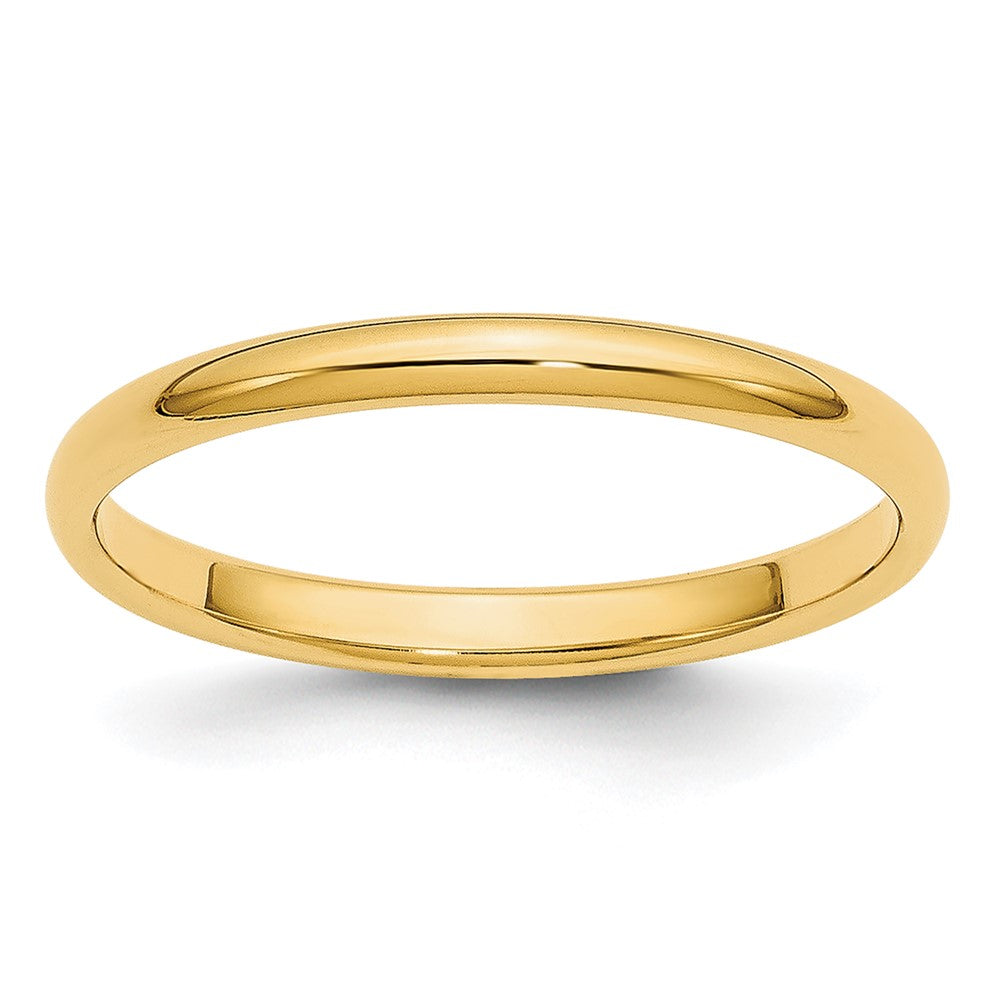 14K Yellow Gold 2mm Lightweight Half Round Wedding Band Size 10.5