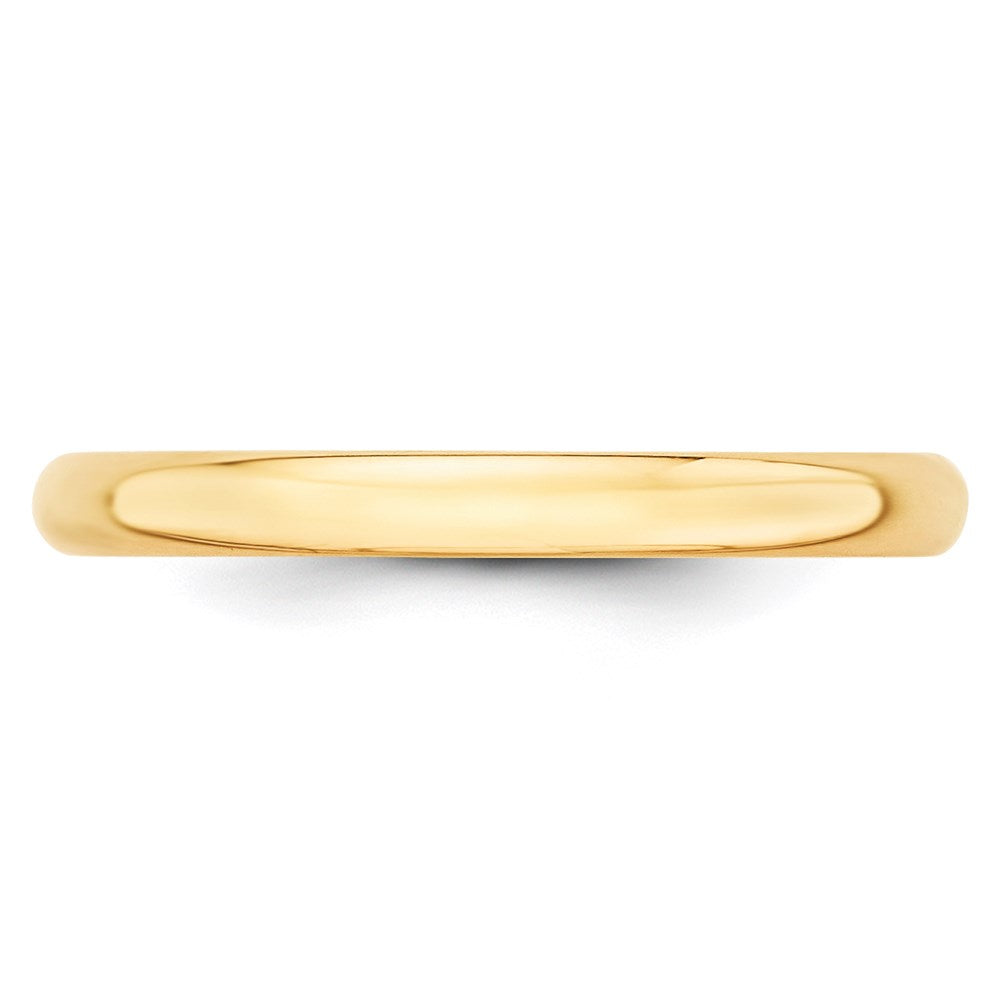 14k Yellow Gold 2.5mm Lightweight Half Round Wedding Band Ring