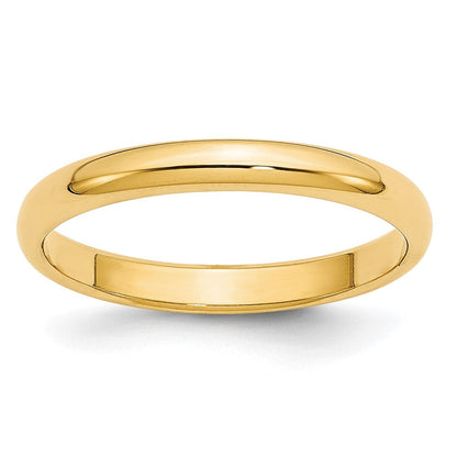 14k Yellow Gold 2.5mm Lightweight Half Round Wedding Band Ring