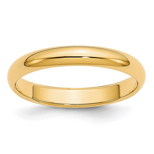 14K Yellow Gold 3mm Lightweight Half Round Wedding Band Size 10.5