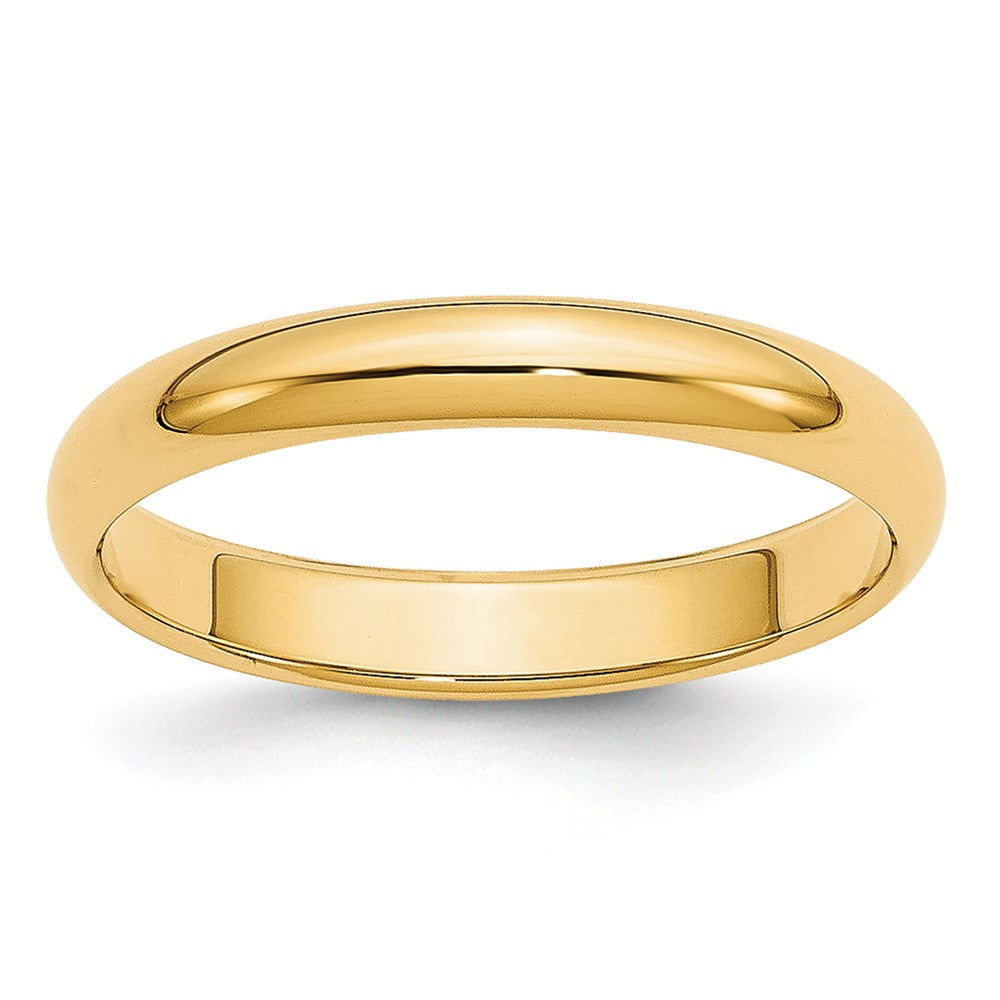 14k Yellow Gold 3mm Lightweight Half Round Wedding Band Ring