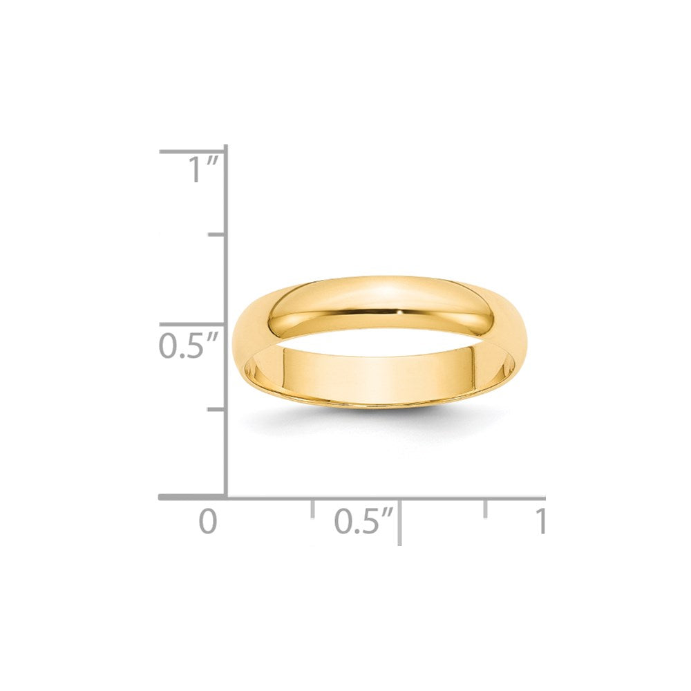 14K Yellow Gold 4mm Lightweight Half Round Wedding Band Size 10.5