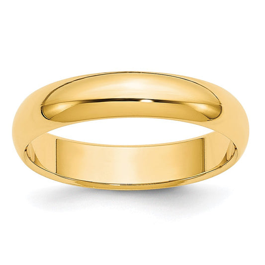 14k Yellow Gold 4mm Lightweight Half Round Wedding Band Ring