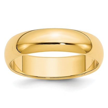 14k Yellow Gold 5mm Lightweight Half Round Wedding Band Ring