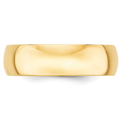 Solid 18K Yellow Gold 6mm Light Weight Half Round Men's/Women's Wedding Band Ring Size 10