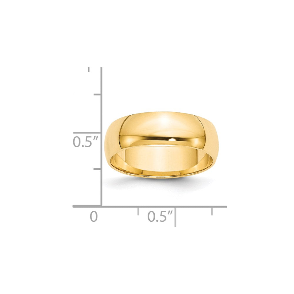 14K Yellow Gold 6mm Lightweight Half Round Wedding Band Size 10.5