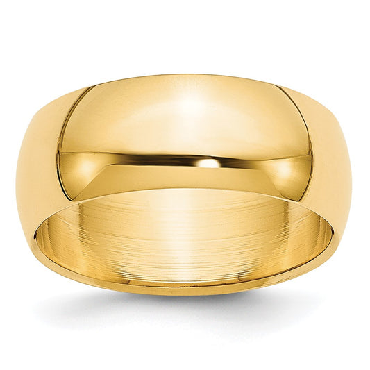 14K Yellow Gold 7mm Lightweight Half Round Wedding Band Size 10.5