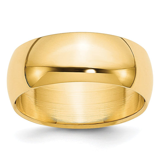 14k Yellow Gold 7mm Lightweight Half Round Wedding Band Ring