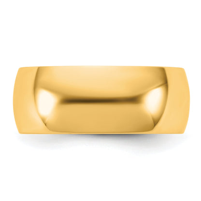 10K Yellow Gold 10Ky 7.5mm Lightweight Half Round Band Size 12.5