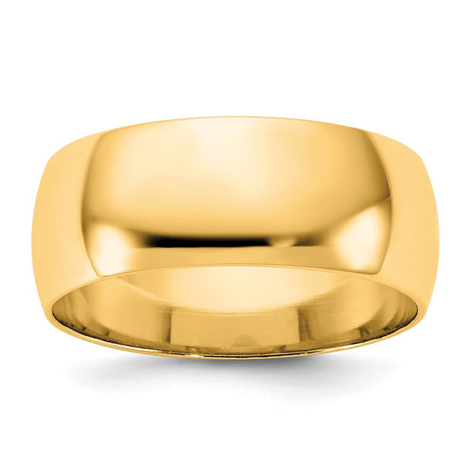 10K Yellow Gold 10Ky 7.5mm Lightweight Half Round Band Size 4.5