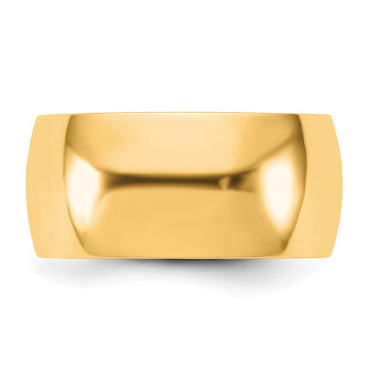 10K Yellow Gold 10Ky 9mm Lightweight Half Round Band Size 6.5