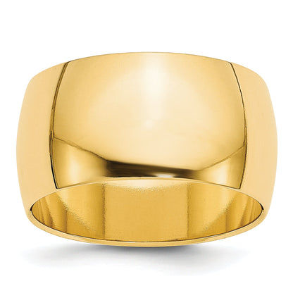 10K Yellow Gold 10Ky 10mm Lightweight Half Round Band Size 6.5