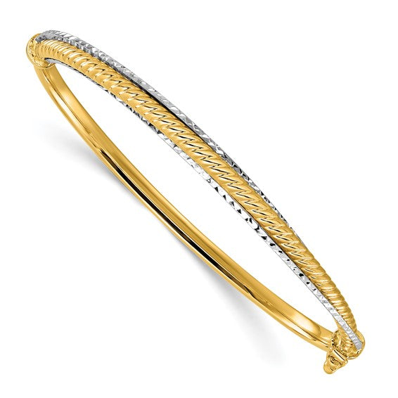 14k Yellow and White Gold Hinged Bangle