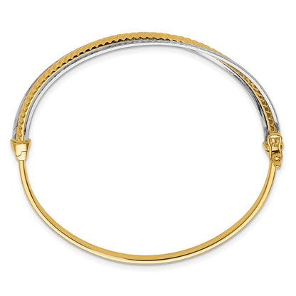 14k Yellow and White Gold Hinged Bangle