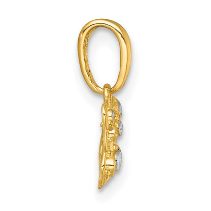 14K Yellow & Rhodium with White Rhodium Polished Butterfly Charm