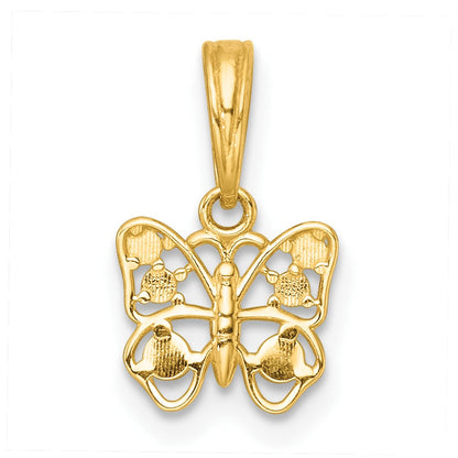 14K Yellow & Rhodium with White Rhodium Polished Butterfly Charm