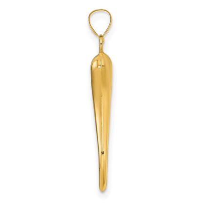 14K Yellow Gold Polished Hollowed Italian Horn Pendant