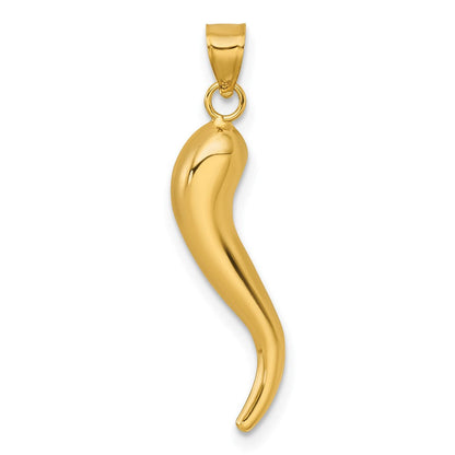 14K Yellow Gold Polished Hollowed Italian Horn Pendant