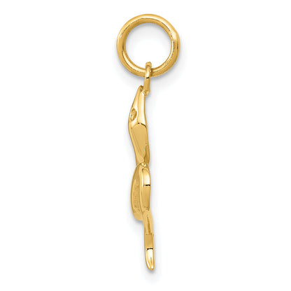 14K Yellow Gold Solid Polished Snake Charm