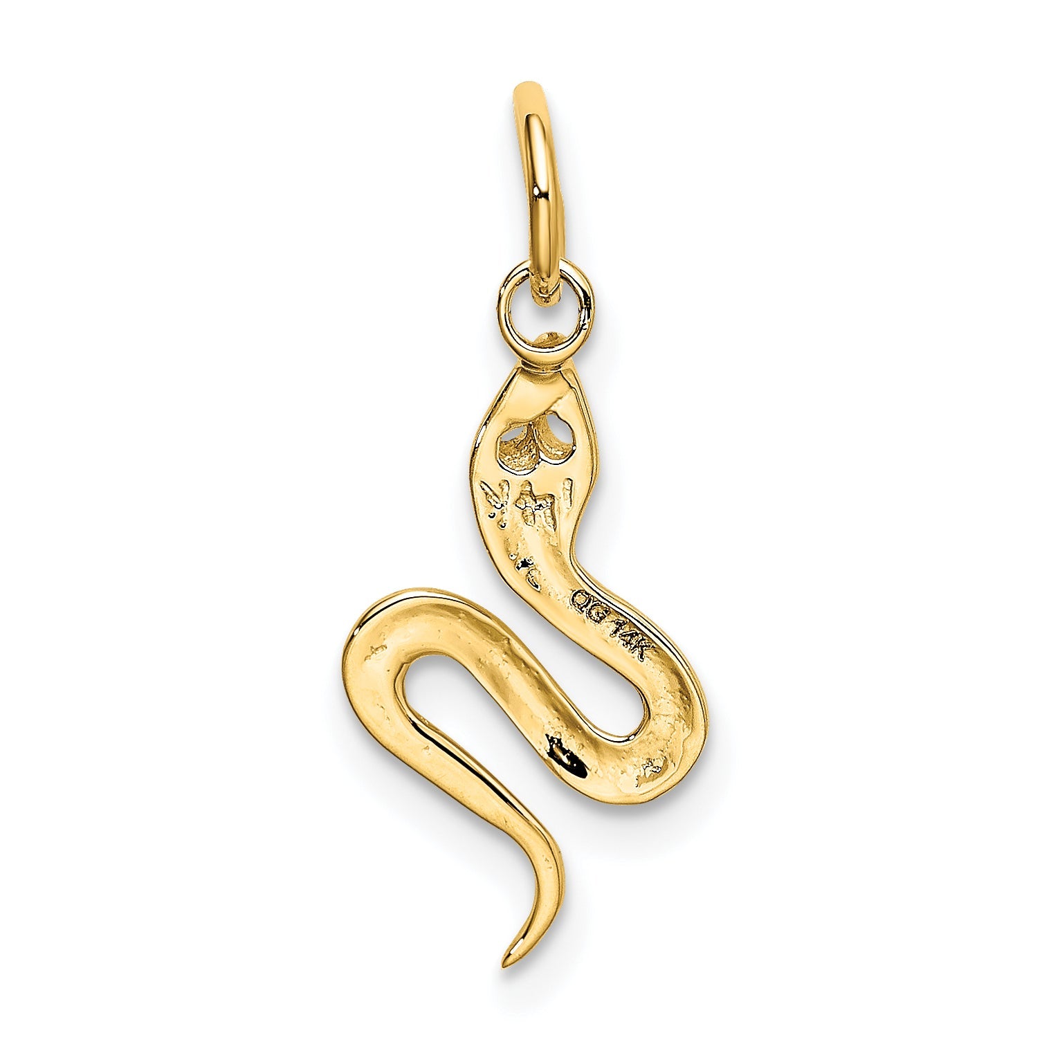 14K Yellow Gold Solid Polished Snake Charm