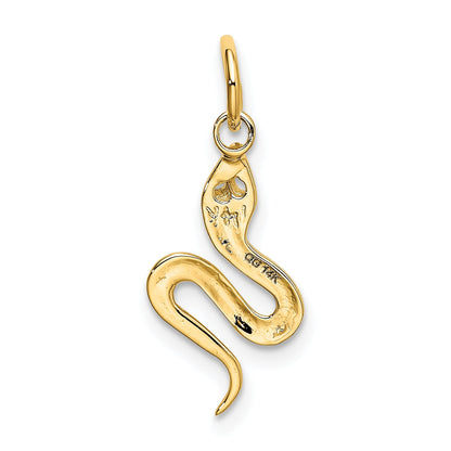 14K Yellow Gold Solid Polished Snake Charm