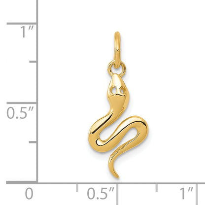 14K Yellow Gold Solid Polished Snake Charm