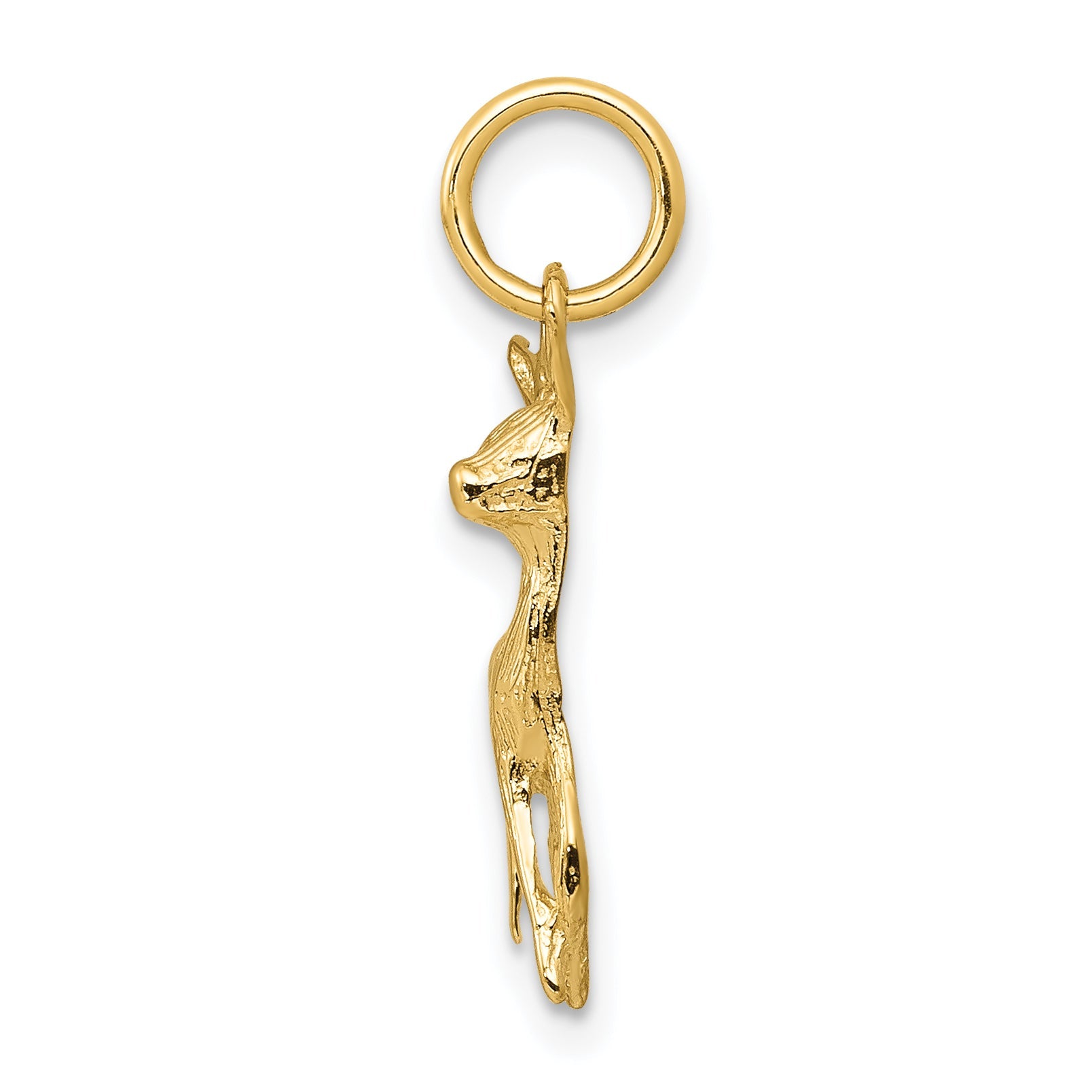 14K Yellow Gold Polished Open-Backed Deer Charm