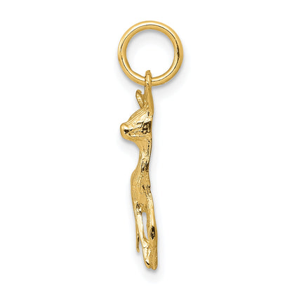 14K Yellow Gold Polished Open-Backed Deer Charm