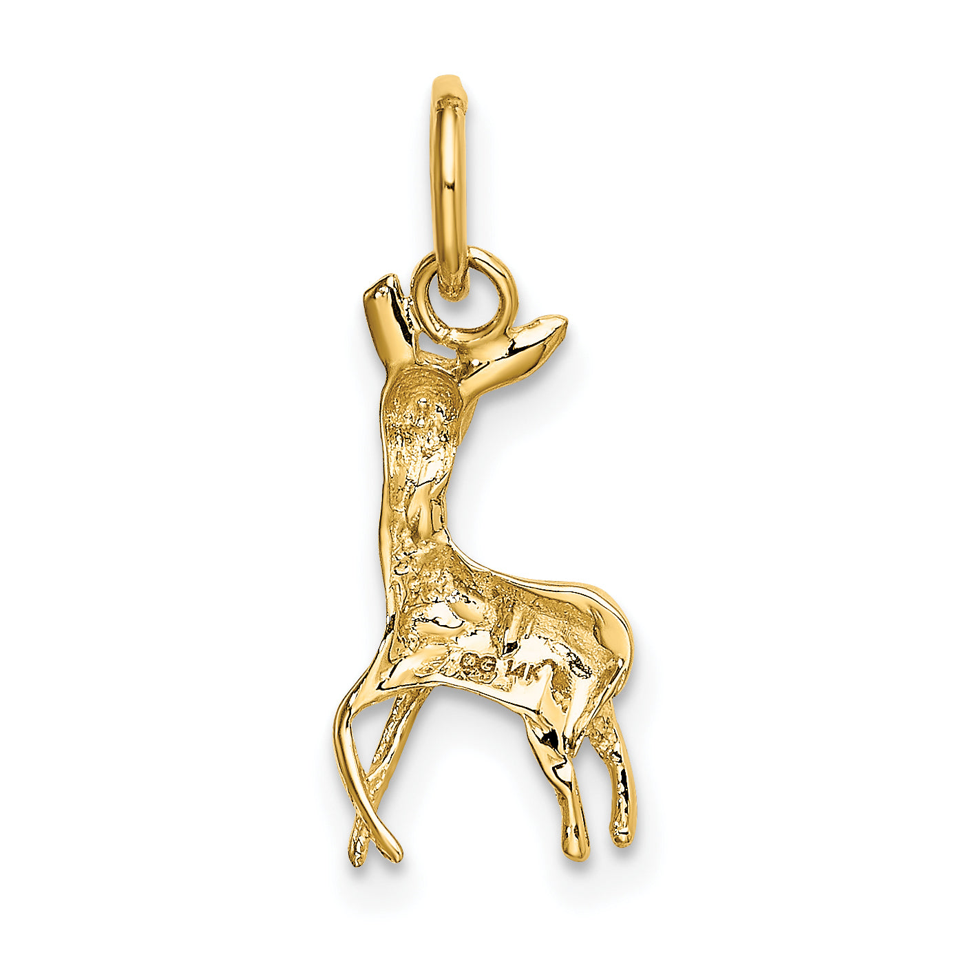 14K Yellow Gold Polished Open-Backed Deer Charm