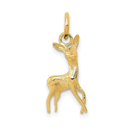 14K Yellow Gold Polished Open-Backed Deer Charm