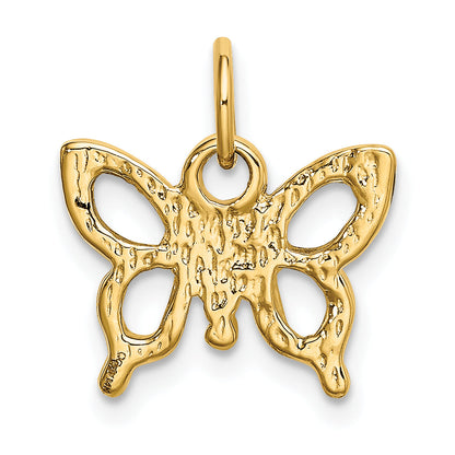 14K Yellow Gold Solid Polished Butterfly Charm