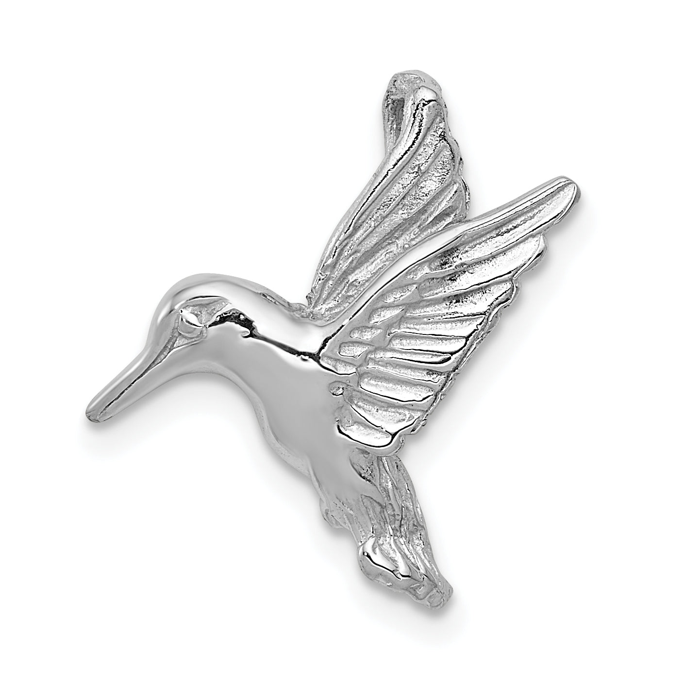 14K White Gold Polished Open-Backed Hummingbird Chain Slide