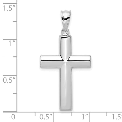 14K White Gold Hollow Cross Pendant