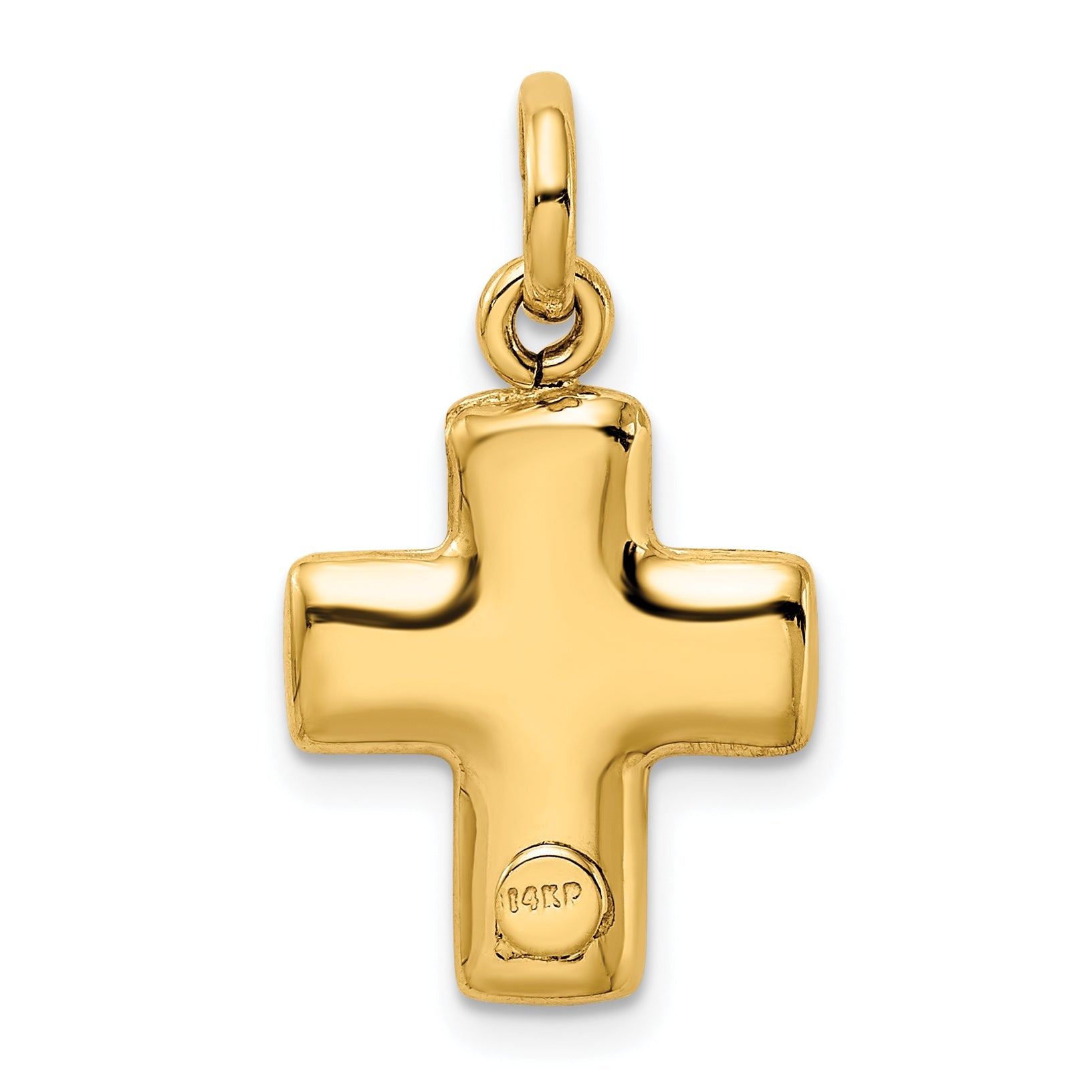 14K Yellow Gold Puffed Cross Charm