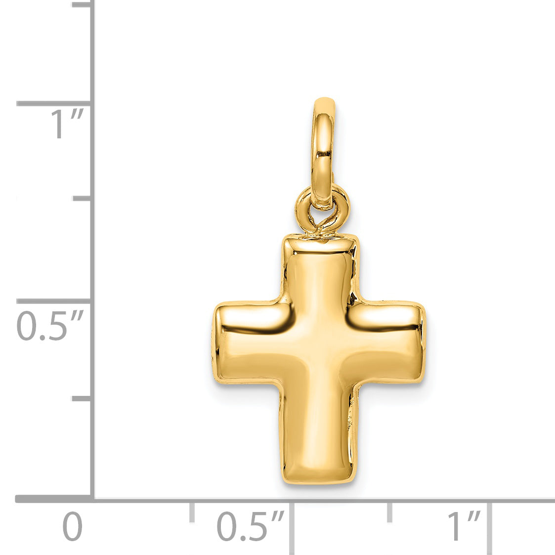14K Yellow Gold Puffed Cross Charm