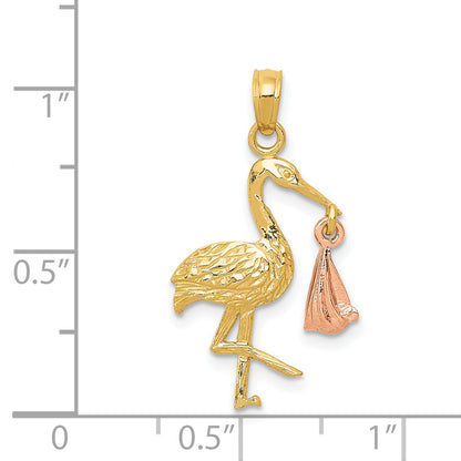 14K Two-Tone Stork Pendant