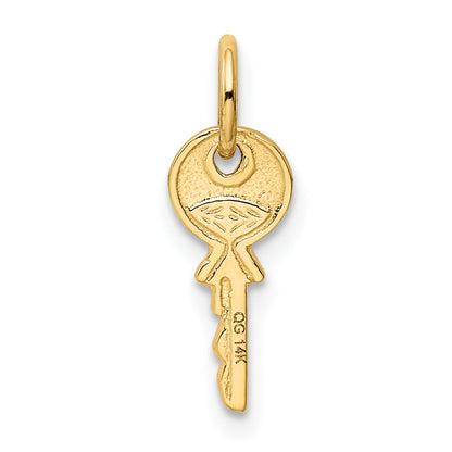 14K Yellow Gold Polished 3D Rounded Top Key Charm