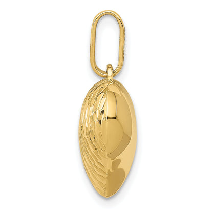 14K Yellow Gold Polished And Textured 3-D Heart Pendant