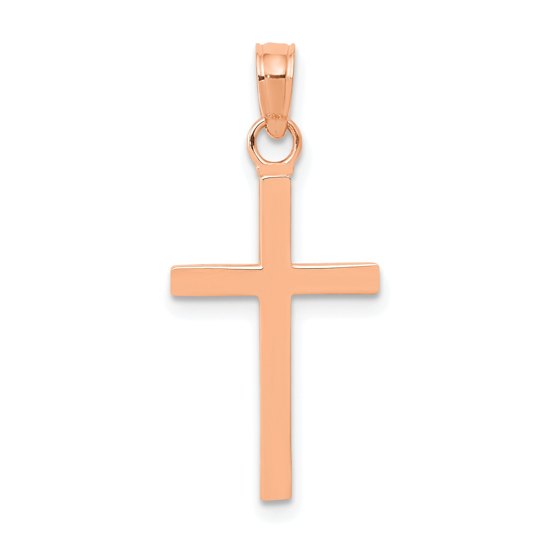 14K Rose Gold Polished Cross Pendant