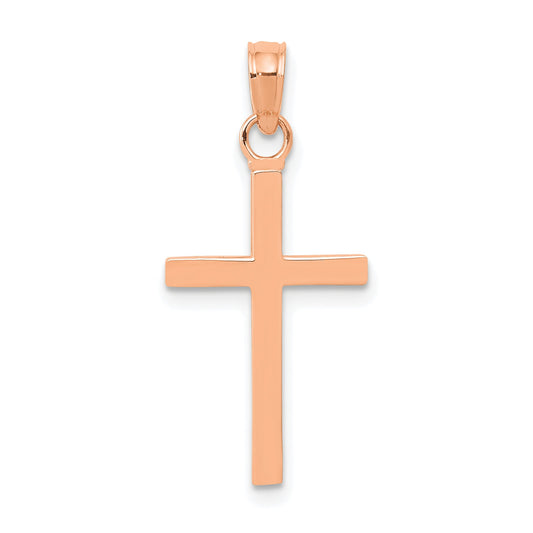 14K Rose Gold Polished Cross Pendant