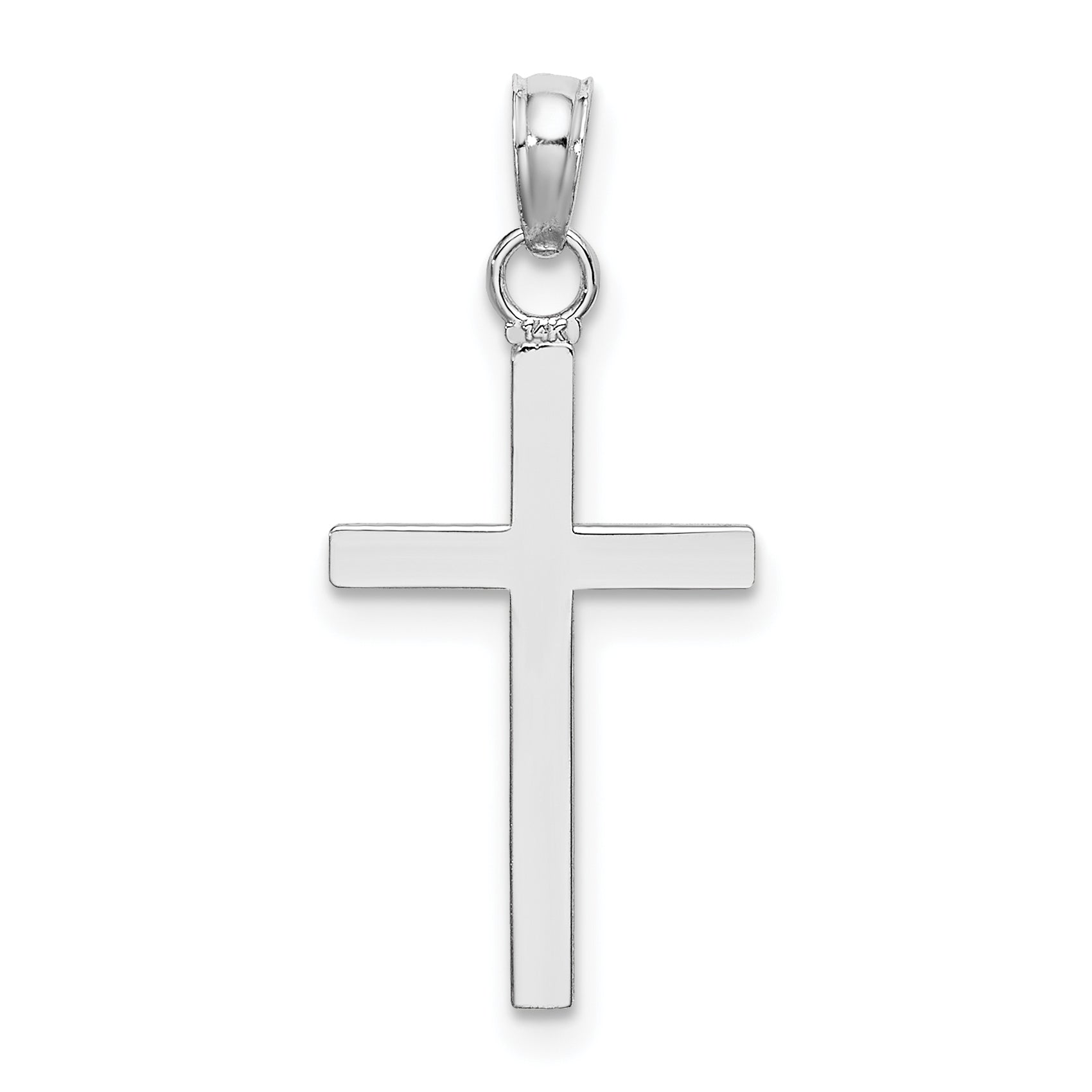14K White Gold Polished Cross Pendant