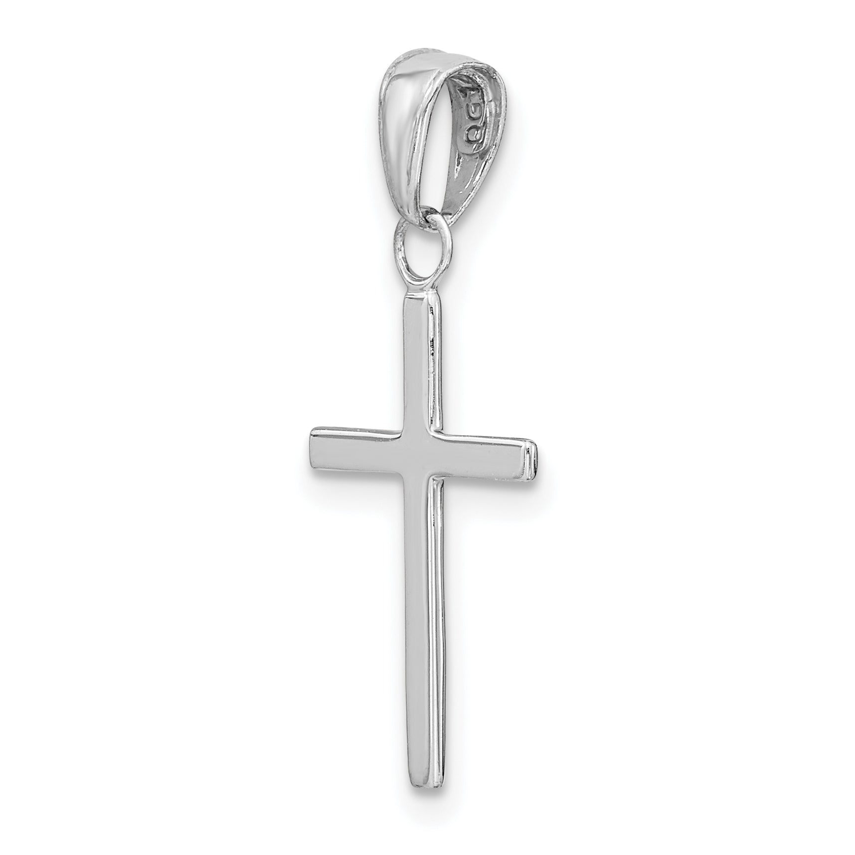 14K White Gold Polished Cross Pendant