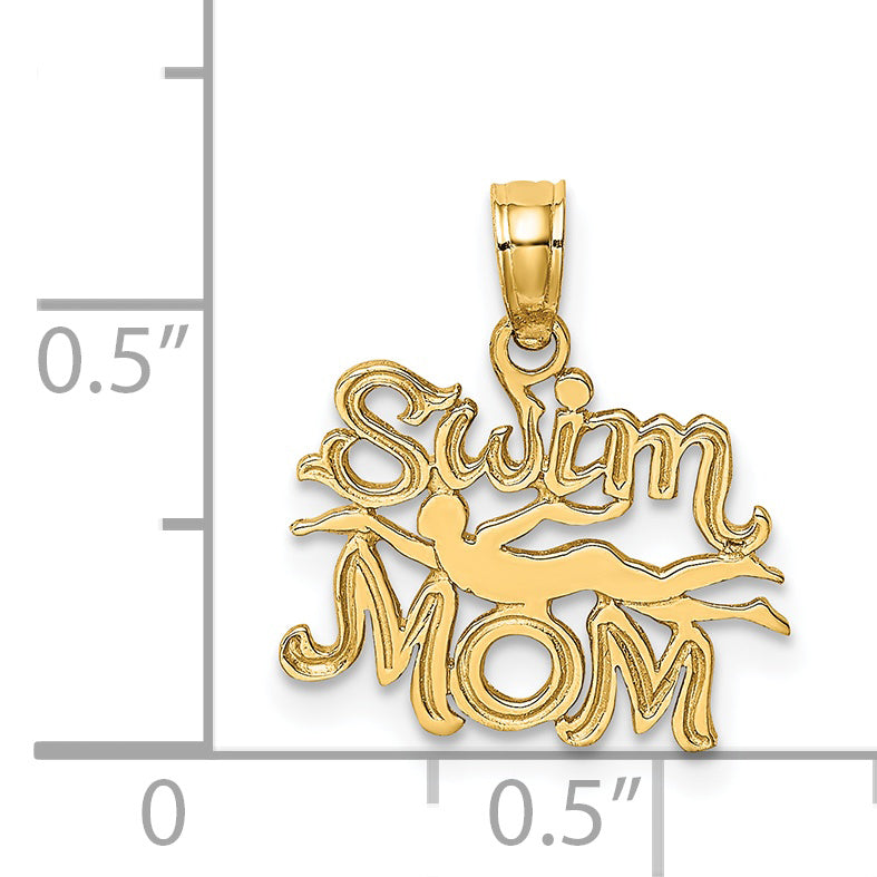 14K Yellow Gold Swim Mom W/Swimmer Charm