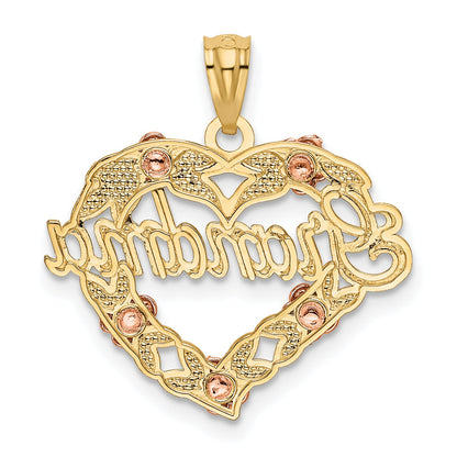 14K Two-Tone W/White Rhodium Grandma Heart Pendant