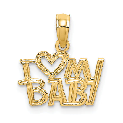 14K Yellow Gold I Heart My Baby Charm