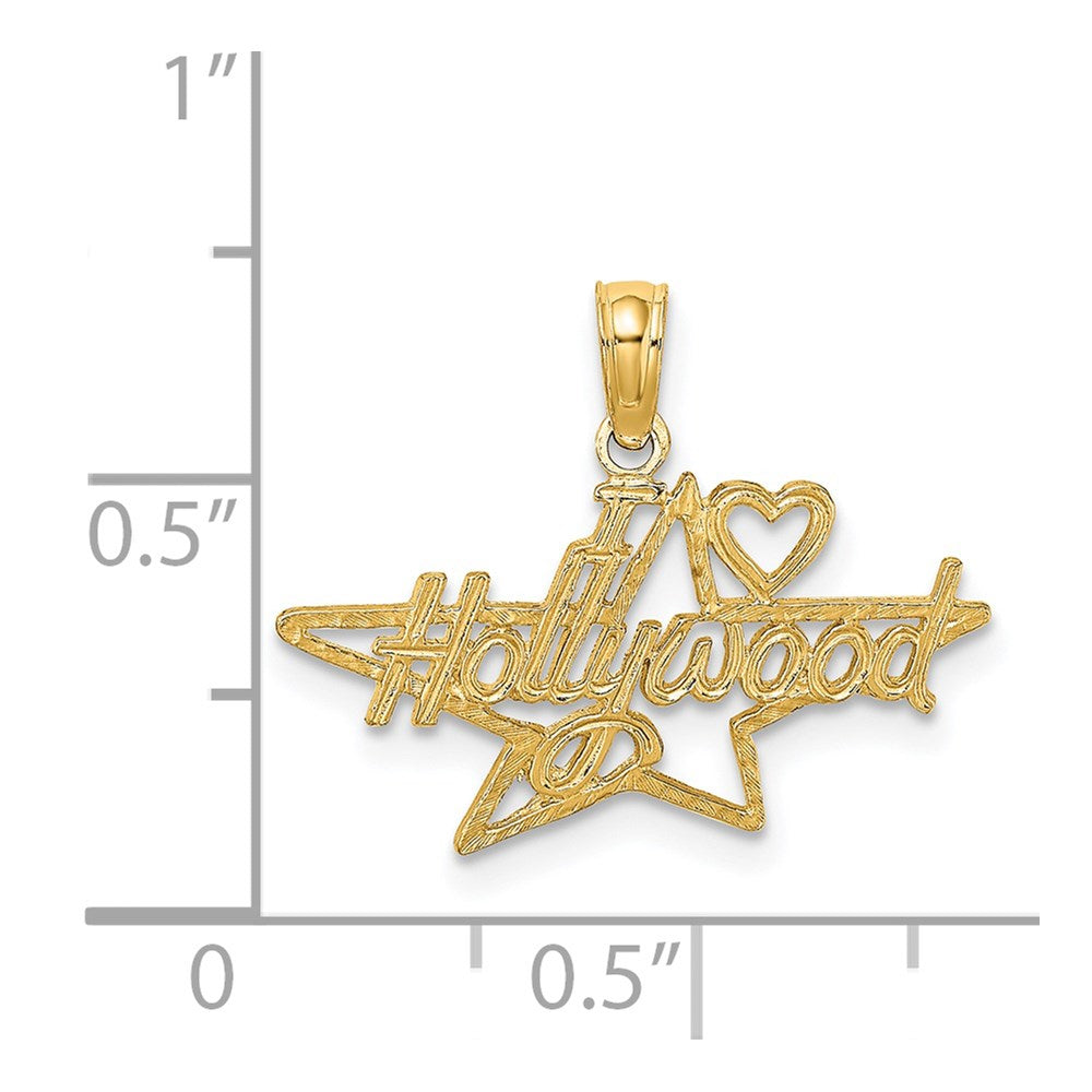 14K Yellow Gold I Heart Hollywood Star Charm