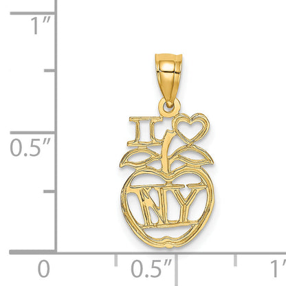14K Yellow Gold I Heart Ny Apple Charm