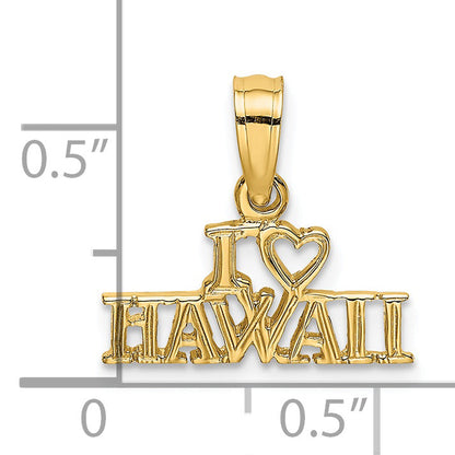 14K Yellow Gold I Heart Hawaii Charm