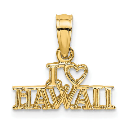 14K Yellow Gold I Heart Hawaii Charm